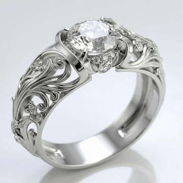 Anillo vintage de plata Rose & Oliver, con diseño elegante y detalles clásicos, destacándose por su acabado pulido y estilo sofisticado.