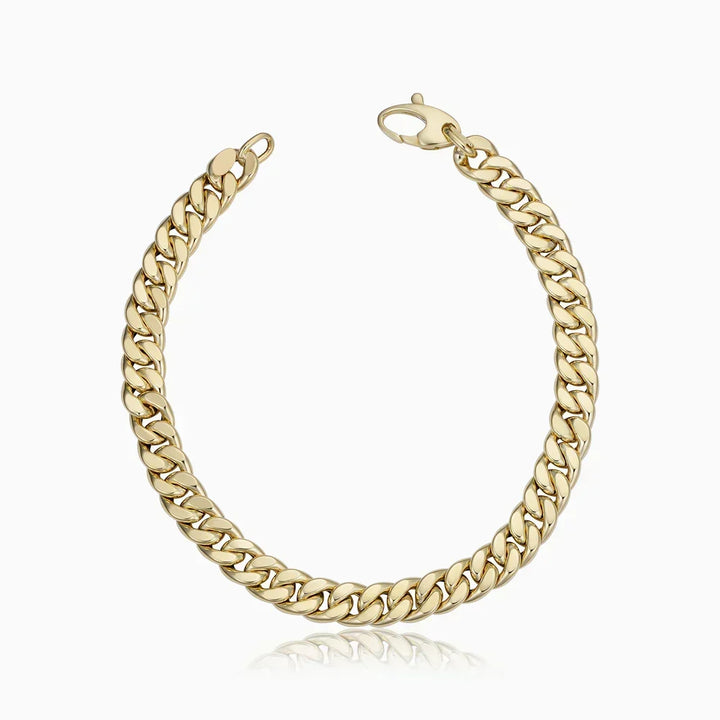 Pulsera dorada Estate™ Cuban de Rose & Oliver, con eslabones gruesos y acabado brillante, para un look elegante y moderno.